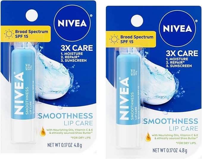 Nivea SMOOTHNESS BROAD SPECTRUM SPF 15 SUNSCREEN LIP CARE, 0.17 OZ (2 PACK) - Image 5